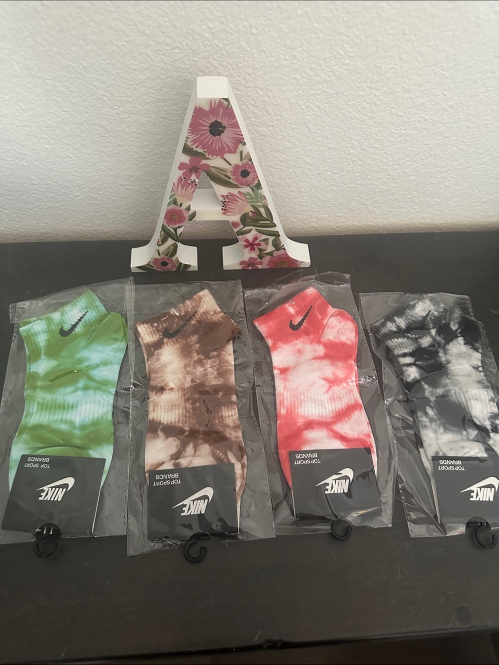Nike Tie-Dye Ankle Socks - Green, Brown, Coral, Black 28 all
